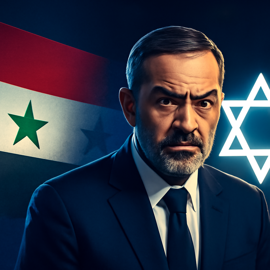 AI-generated editorial illustration for: Syriens Übergangspräsident: Arbeiten an Abkommen mit Israel