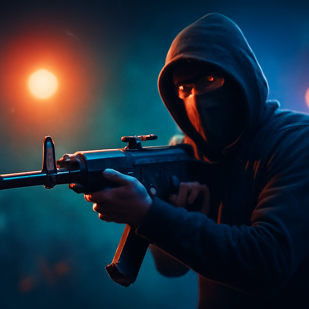 AI-generated editorial illustration for: Gunmen attack a community in Nigeria and kill 30 people, residents say