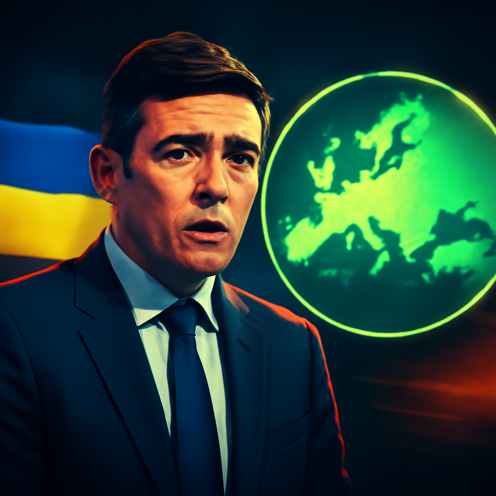 AI-generated editorial illustration for: Andy Burnham reafirma apoyo de Reino Unido a Ucrania