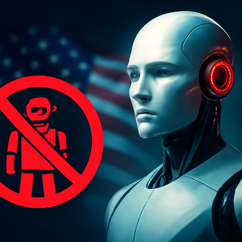 AI-generated editorial illustration for: USA verbieten Einfuhr humanoider Roboter aus China