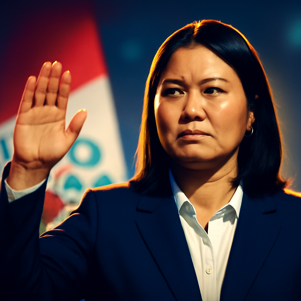AI-generated editorial illustration for: Vuelve el fujimorismo al poder: ¿cuáles son sus principales retos en Perú?