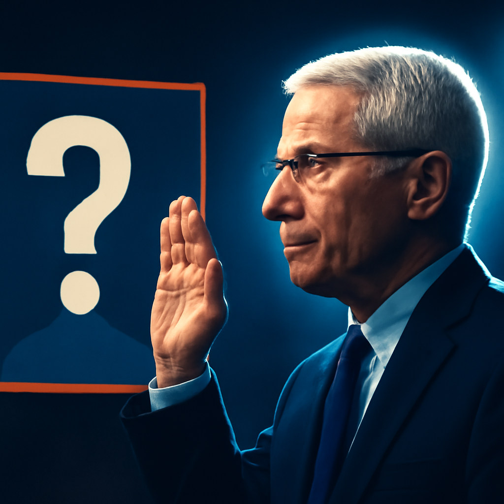 AI-generated editorial illustration for: Fauci invokes 5th Amendment right during GOP-led hearing on COVID origins