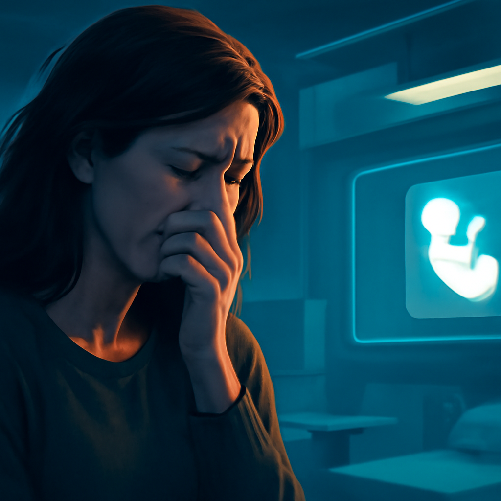 AI-generated editorial illustration for: 'It was heartbreaking to attend a fertility appointment in a maternity unit'