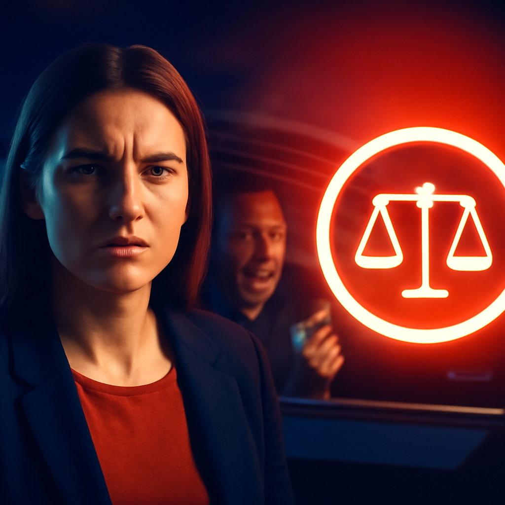 AI-generated editorial illustration for: Woman faces legal action over video of driver in racist road rage incident