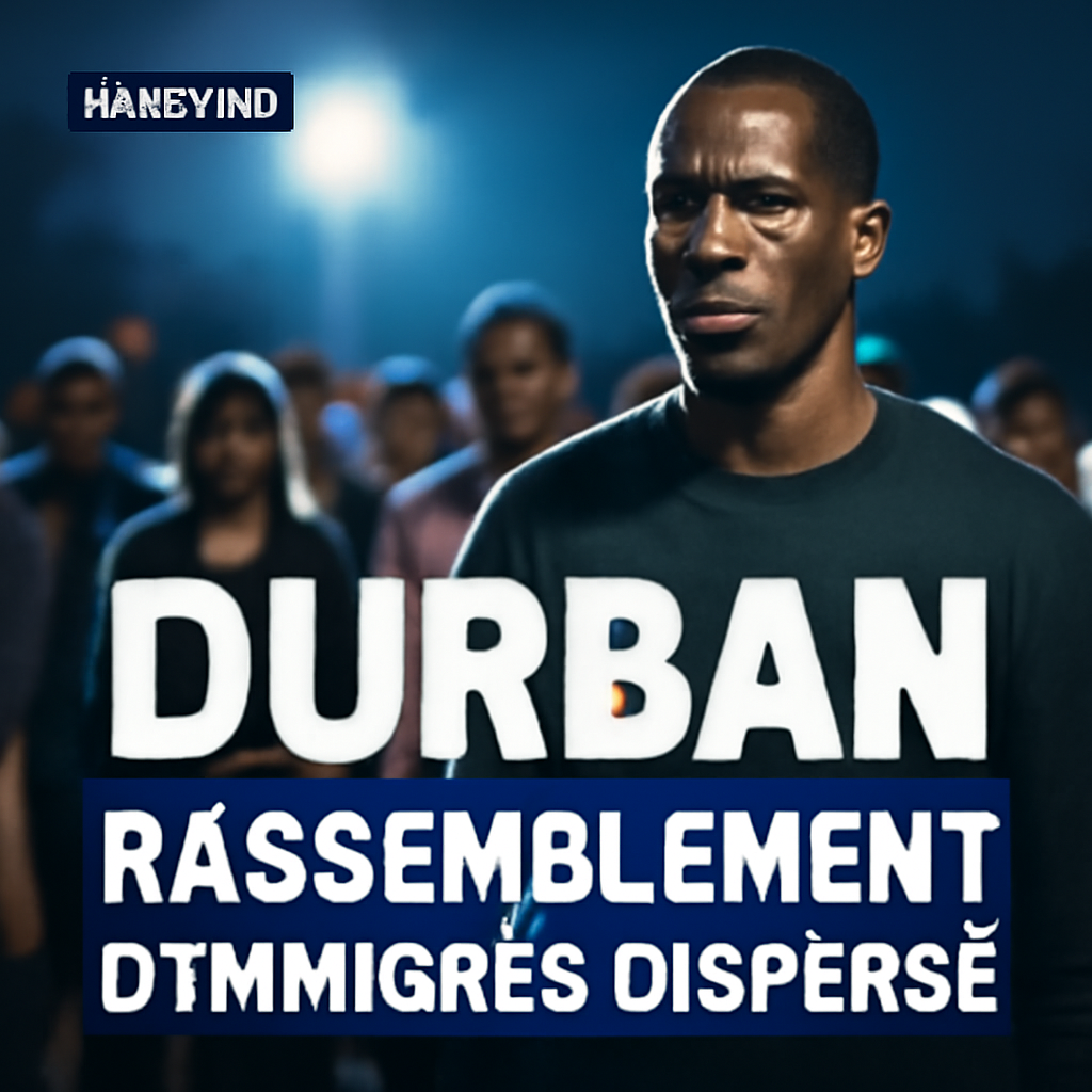 AI-generated editorial illustration for: Afrique du Sud, un rassemblement d’immigrés dispersé à Durban