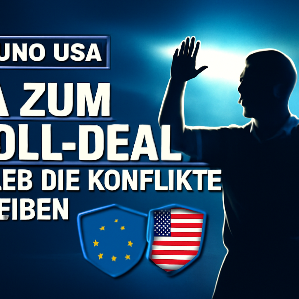 AI-generated editorial illustration for: EU und USA: Ja zum Zoll-Deal - aber die Konflikte bleiben