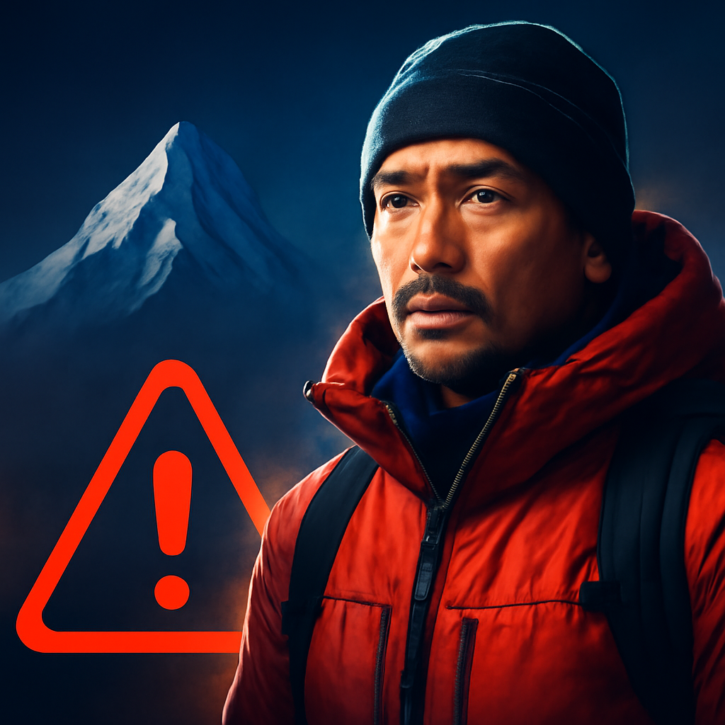 AI-generated editorial illustration for: Renowned ex-Royal Marine Nirmal Purja among 10 climbers feared missing after avalanche