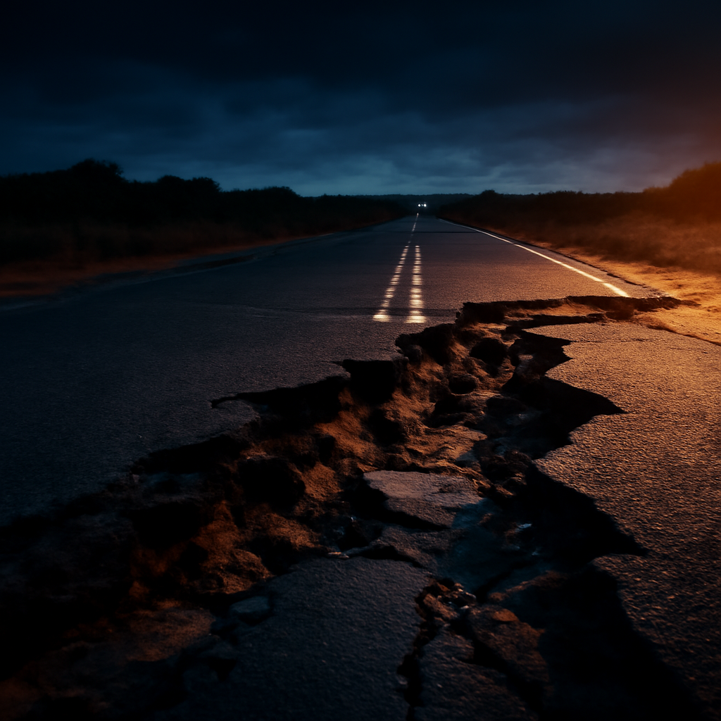 AI-generated editorial illustration for: Nearly 350km of NT highway still closed months after flood damage