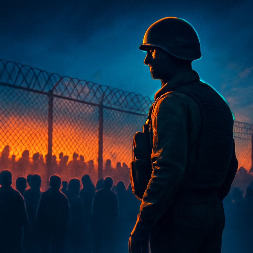 AI-generated editorial illustration for: Tens of thousands of migrants enter Spanish territory, then return to Morocco