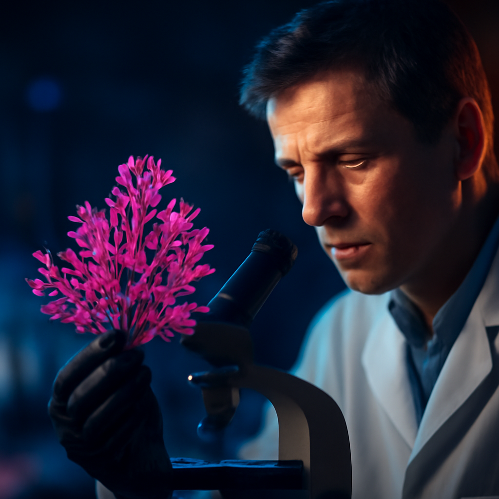 AI-generated editorial illustration for: Scientist's lifelong obsession with mystery of elusive 'pink zebra' seaweed