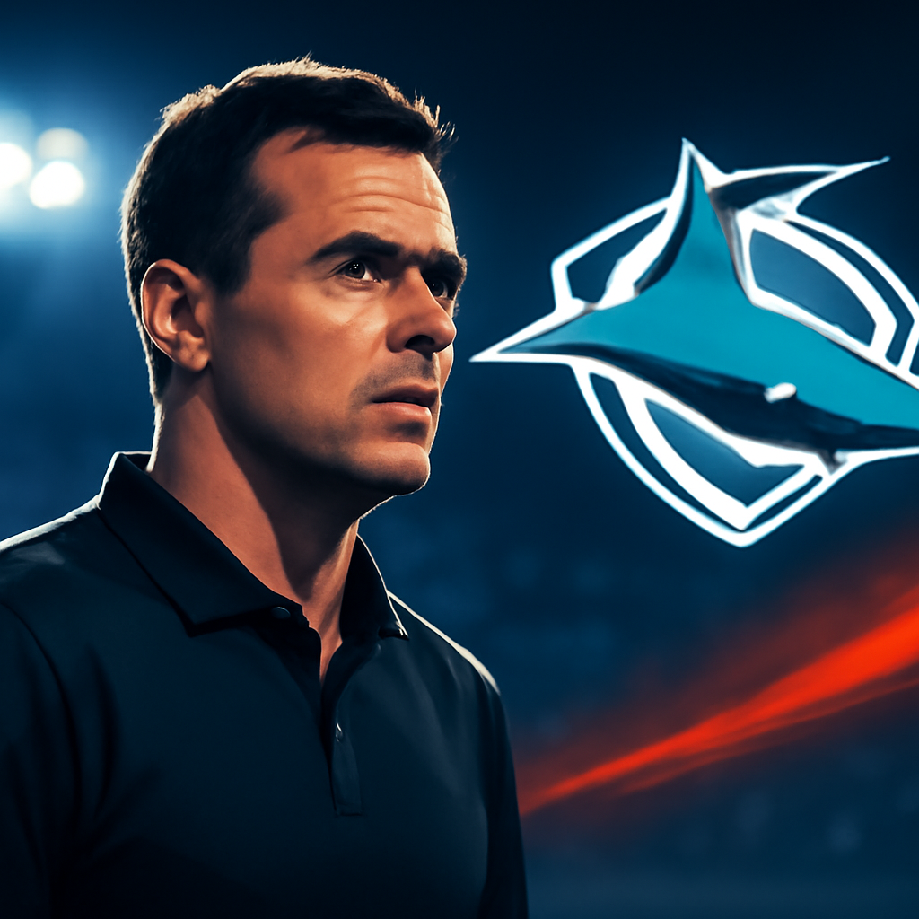 AI-generated editorial illustration for: Cronulla coach's belief grows as Sharks surge towards NRL finals