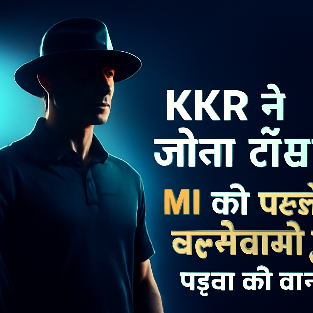 AI-generated editorial illustration for: LIVE: KKR ने जीता टॉस, MI की पहले बल्लेबाजी, पंड्या की वापसी