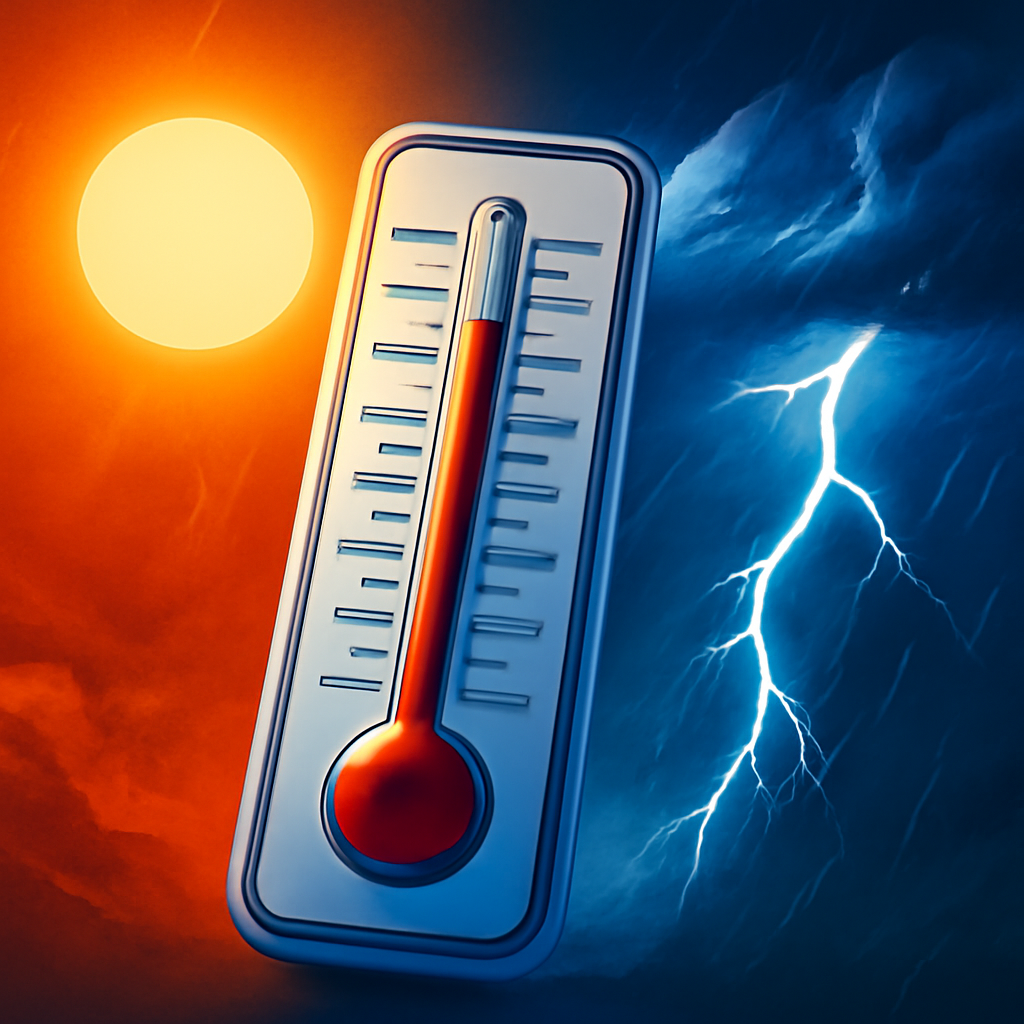 AI-generated editorial illustration for: Temperatures to drop briefly ahead of next UK heatwave