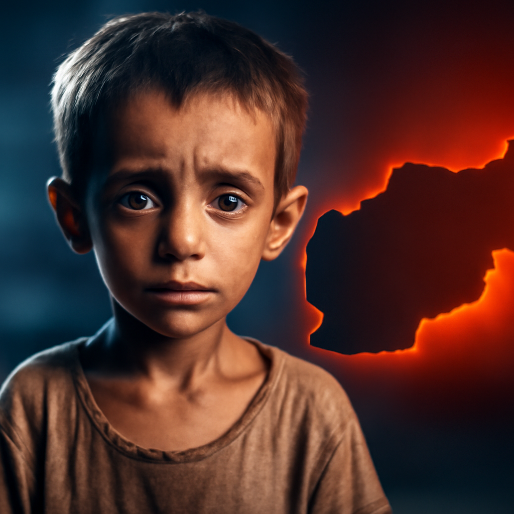 AI-generated editorial illustration for: الأمم المتحدة: سوء تغذية الأطفال في أفغانستان يبلغ مستويات حرجة