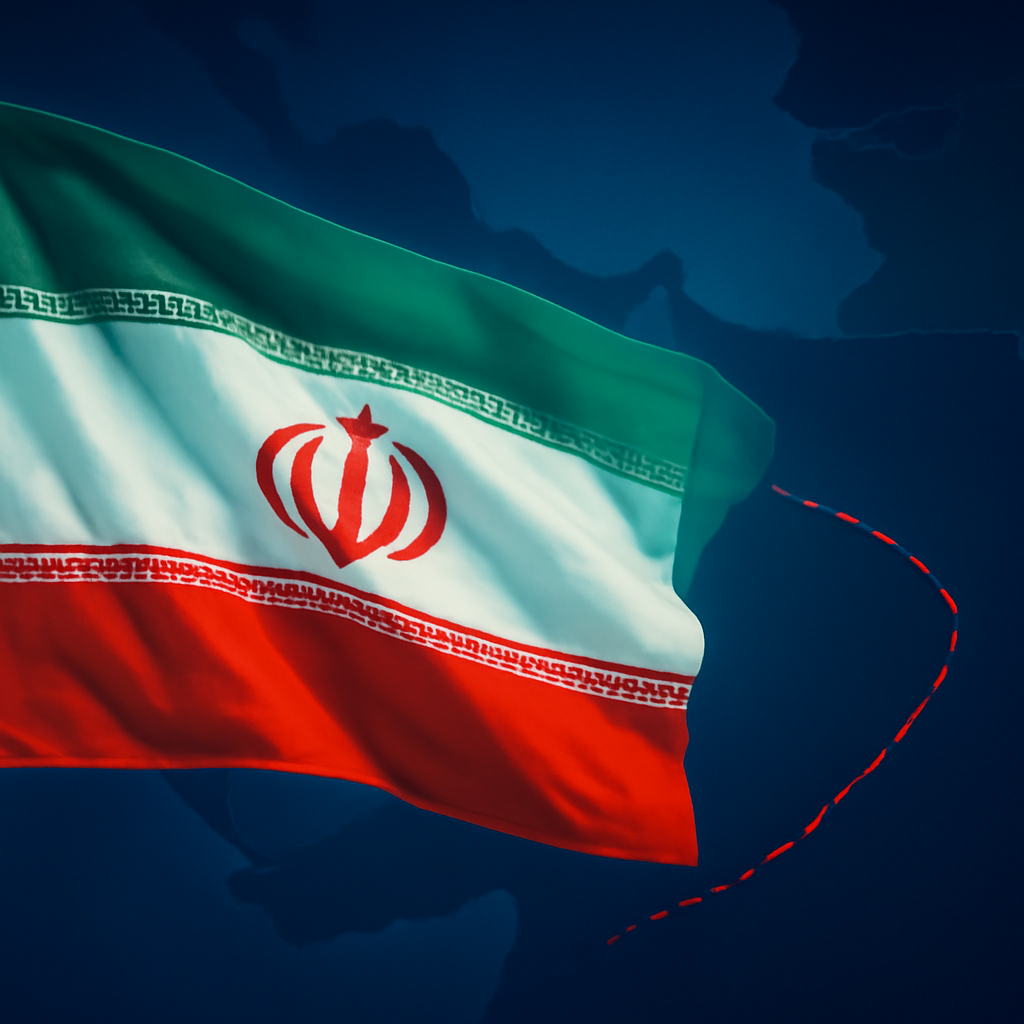 AI-generated editorial illustration for: Détroit d'Ormuz : l'Iran dit s'être accordé avec Oman sur un nouvel itinéraire de transit