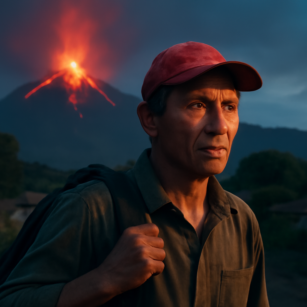 AI-generated editorial illustration for: Au Guatemala, l'éruption du volcan de Fuego est terminée, les évacués rentrent chez eux
