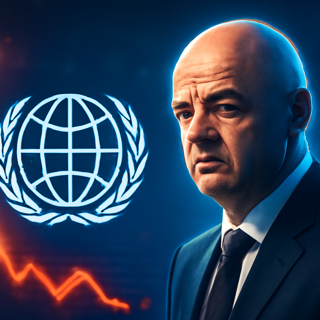 AI-generated editorial illustration for: La Fifa reconnaît des "erreurs" et présente des "excuses" mais soutient Gianni Infantino