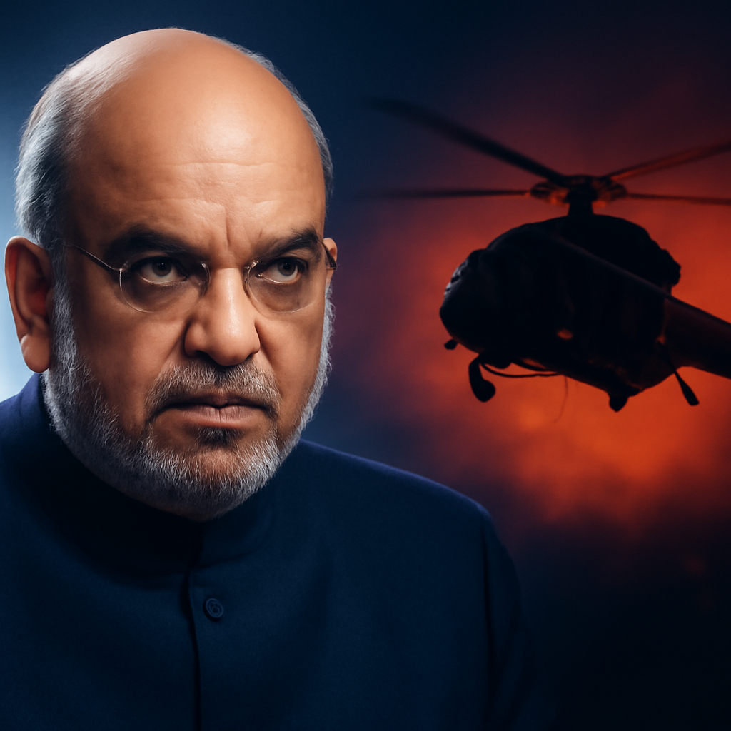 AI-generated editorial illustration for: Top News: अमित शाह संसद में आज बोल सकते हैं; CJP भावी रणनीति का एलान करेगी; ट्रंप के हेलीकॉप्टर संचालन में चूक
