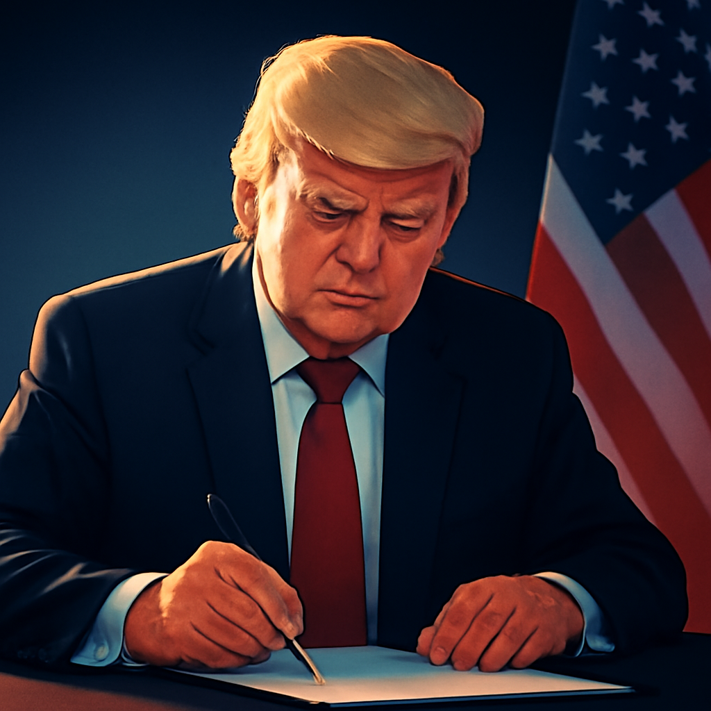 AI-generated editorial illustration for: Trump signs new orders restricting birthright citizenship