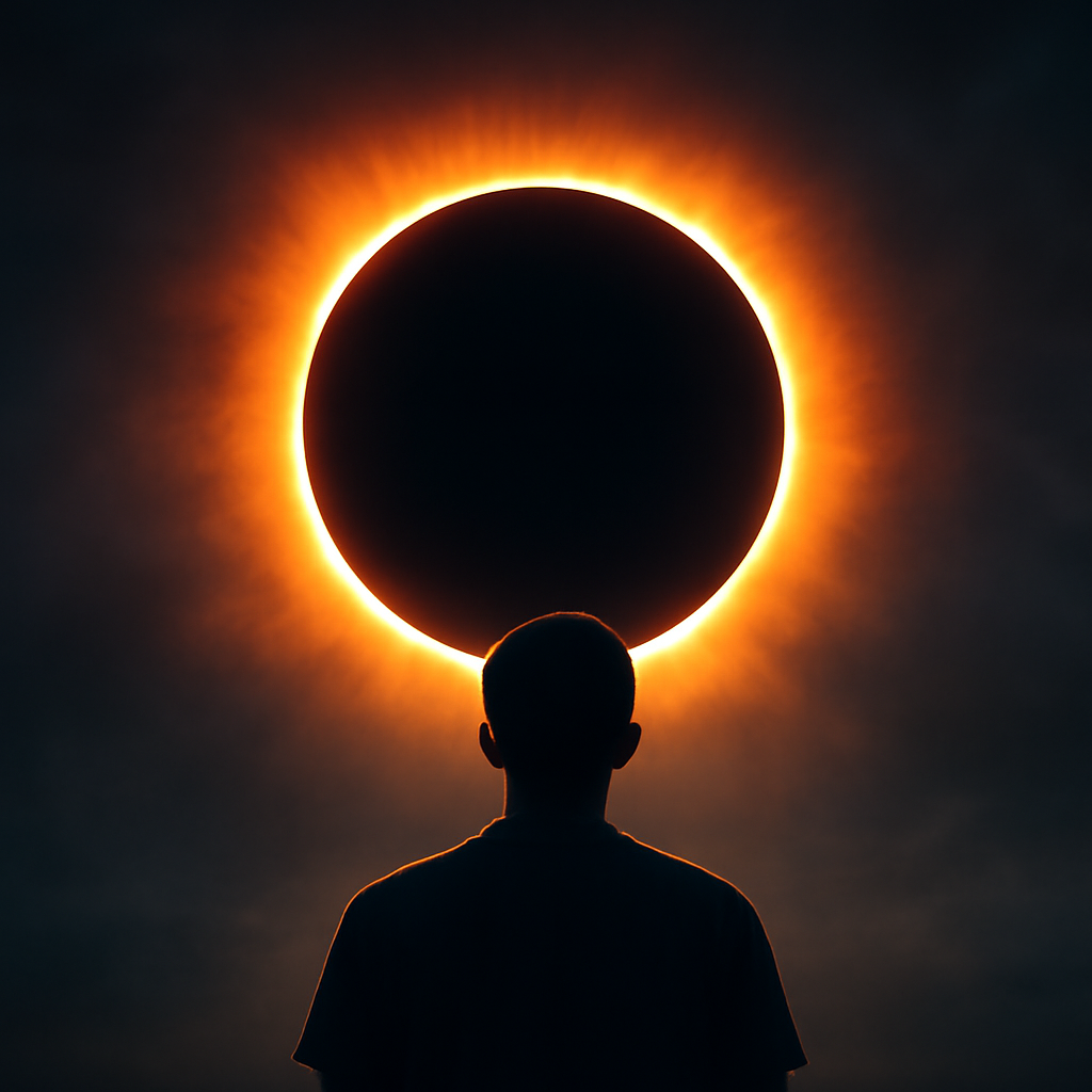 AI-generated editorial illustration for: "Una experiencia única": de Islandia a España, el eclipse solar trajo una breve noche en partes de Europa