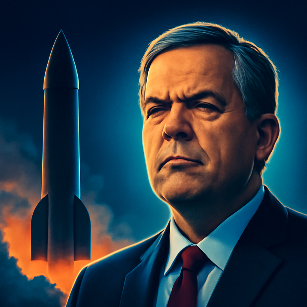 AI-generated editorial illustration for: 'If you're not conservative, don't come here': The town making missiles for Trump