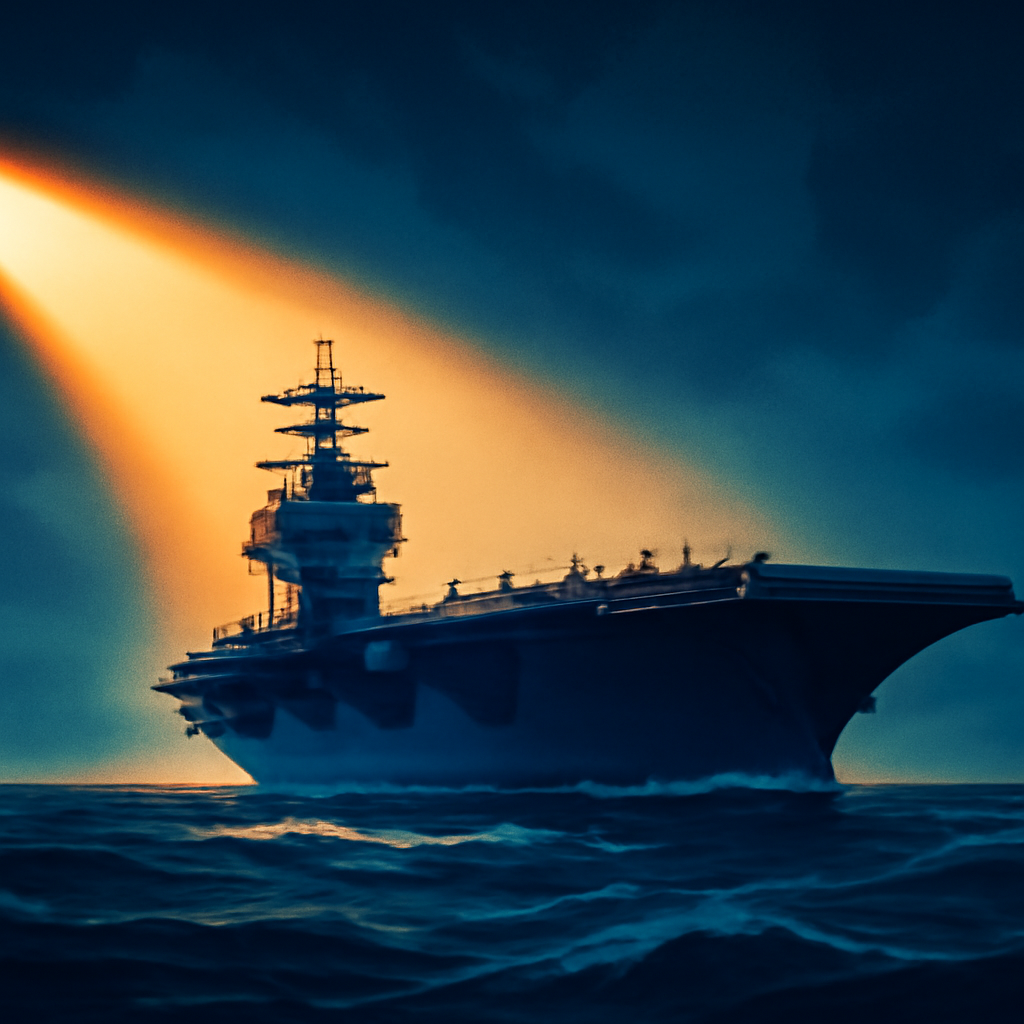 AI-generated editorial illustration for: New aircraft carrier en route to Middle East after issues reported aboard USS Abraham Lincoln