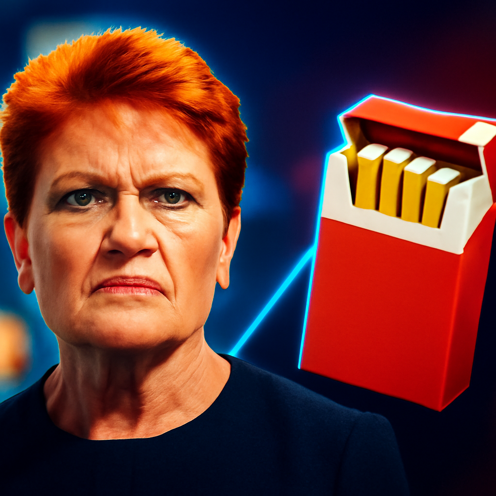 AI-generated editorial illustration for: Pauline Hanson vows to slash cigarette prices by nearly $30 a pack