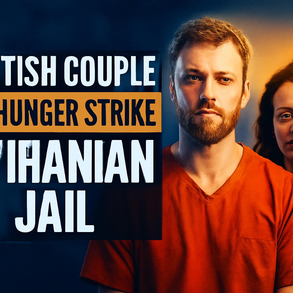 AI-generated editorial illustration for: British couple on hunger strike in Iranian jail, family say
