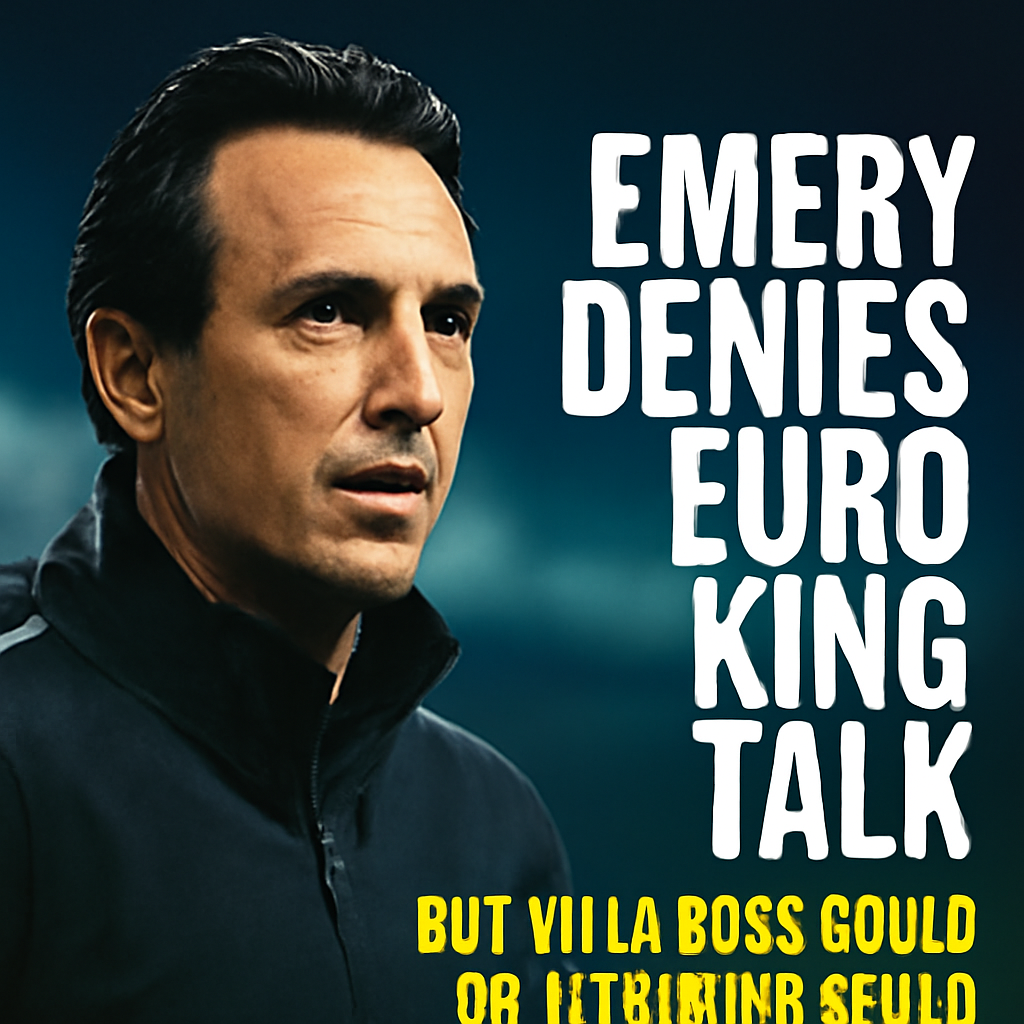 AI-generated editorial illustration for: Emery denies Euro king talk but Villa boss could be crowned again
