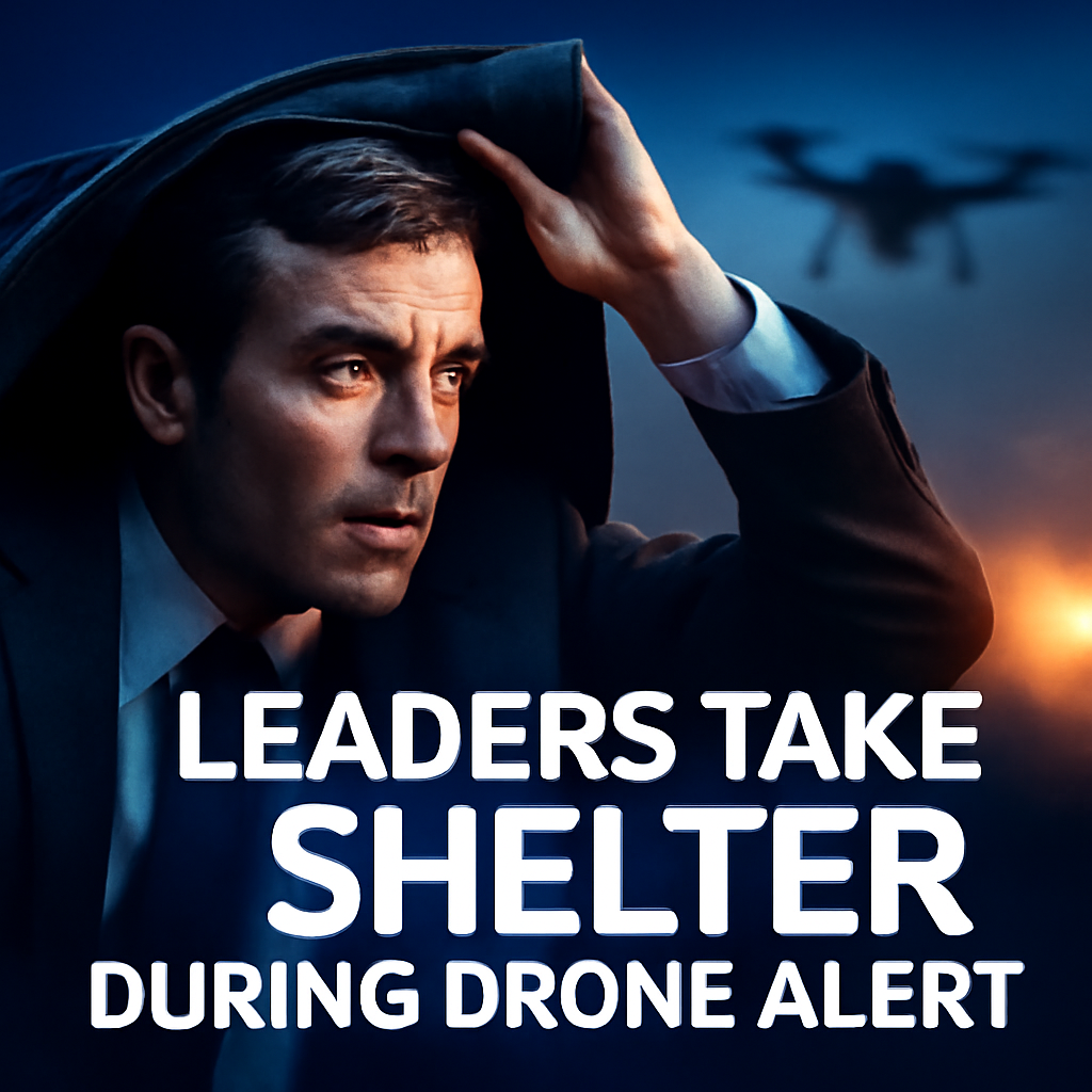 AI-generated editorial illustration for: Lithuania's leaders take shelter during drone air alert