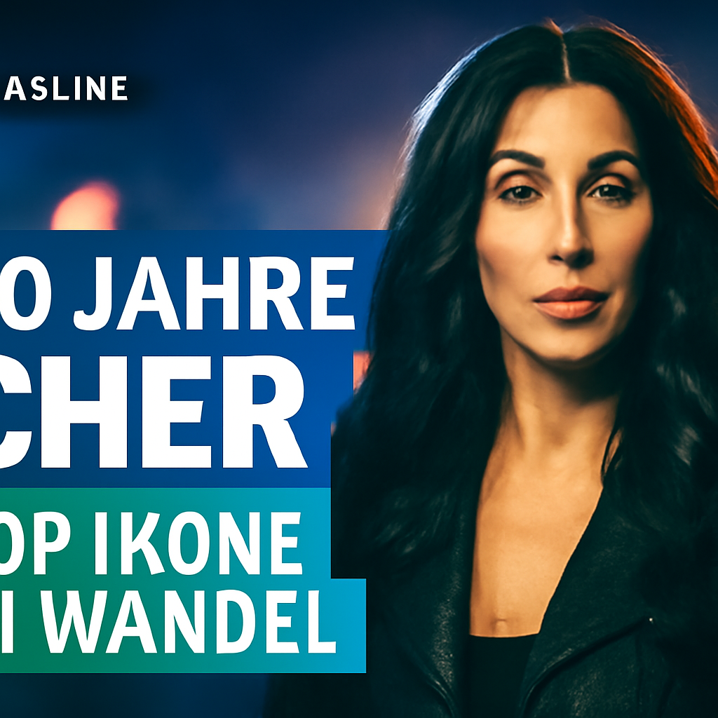 AI-generated editorial illustration for: 80 Jahre Cher: Pop-Ikone im Wandel