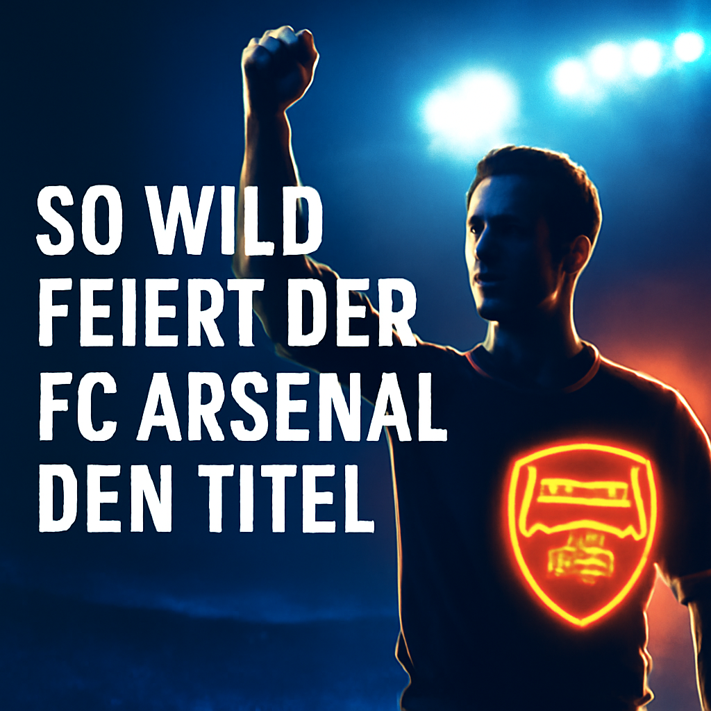 AI-generated editorial illustration for: So wild feiert der FC Arsenal den Titel