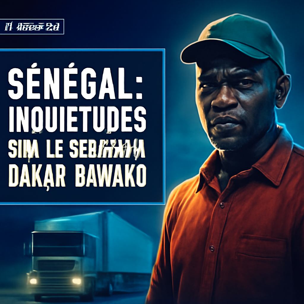 AI-generated editorial illustration for: Sénégal : les camionneurs inquiets face à l'insécurité sur le corridor Dakar-Bamako