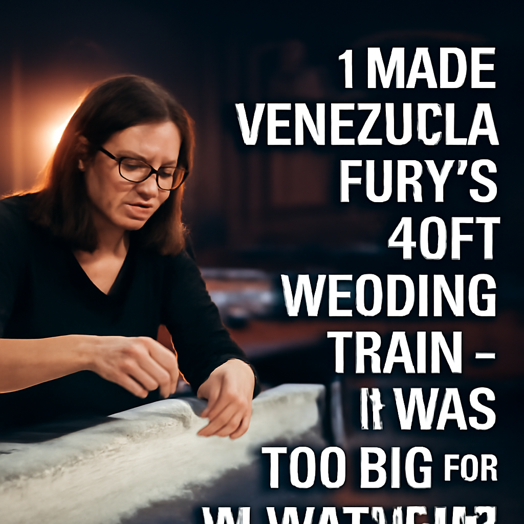 AI-generated editorial illustration for: 'I made Venezuela Fury's 40ft wedding train - it was too big for my workshop'
