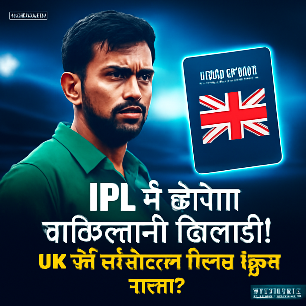 AI-generated editorial illustration for: IPL में खेलेगा पाकिस्तानी खिलाड़ी! UK की नागरिकता मिलते ही खुला रास्ता?