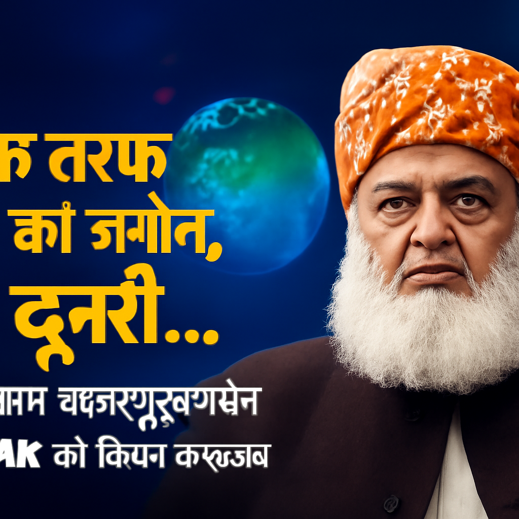 AI-generated editorial illustration for: 'एक तरफ US को जमीन, तो दूसरी...', मौलाना फजलुर्रहमान ने PAK को किया बेनकाब