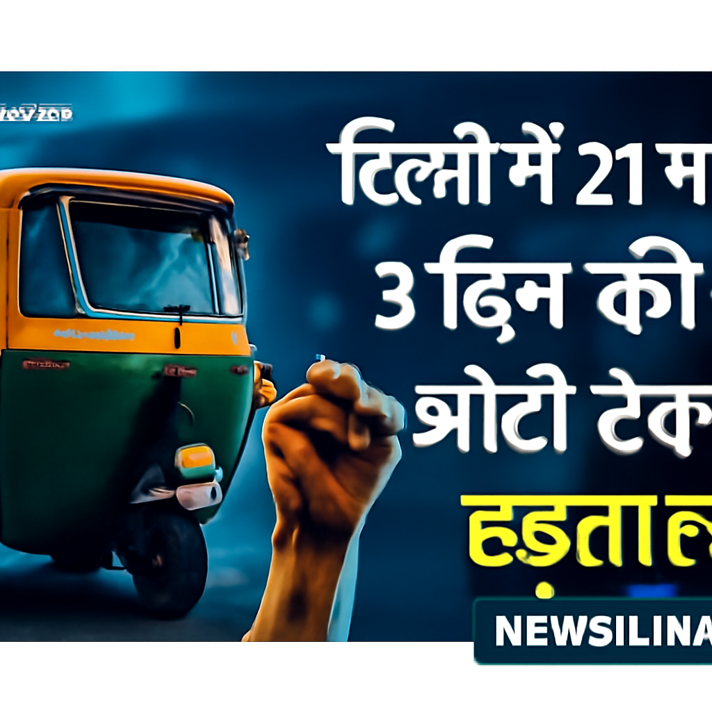 AI-generated editorial illustration for: दिल्ली में 21 मई से 3 दिन की ऑटो टैक्सी हड़ताल की तैयारी